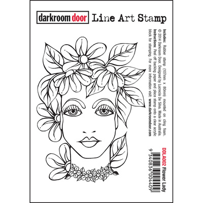 Line Art Stamp - Flower Lady