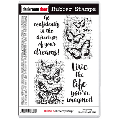 Rubber Stamp Set - Butterfly Script