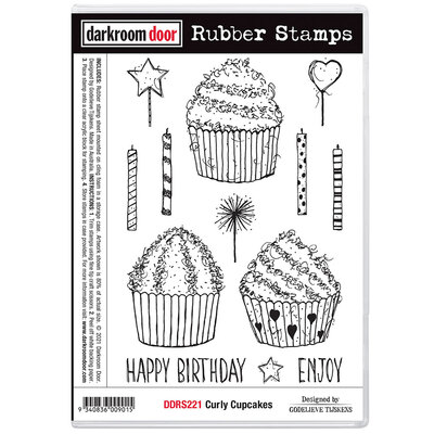 Rubber Stamp Set - Curly Cupcakes