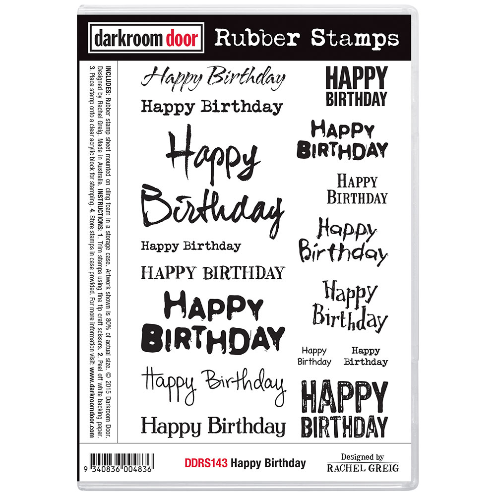 Small Script Happy Birthday Rubber Stamp by DRS Designs Rubber Stamps