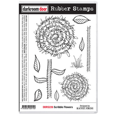 Rubber Stamp Set - Scribble Flowers