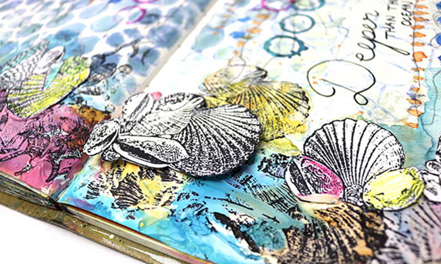 Blog Art Journals Seashells Border Stamp Art Journal